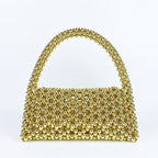 Pearl Bag Women Hand Woven Acrylic Beaded Bag Retro Fairy Small Handbag Triangle Wrist Bag