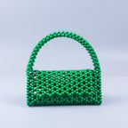 Pearl Bag Women Hand Woven Acrylic Beaded Bag Retro Fairy Small Handbag Triangle Wrist Bag