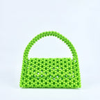 Pearl Bag Women Hand Woven Acrylic Beaded Bag Retro Fairy Small Handbag Triangle Wrist Bag