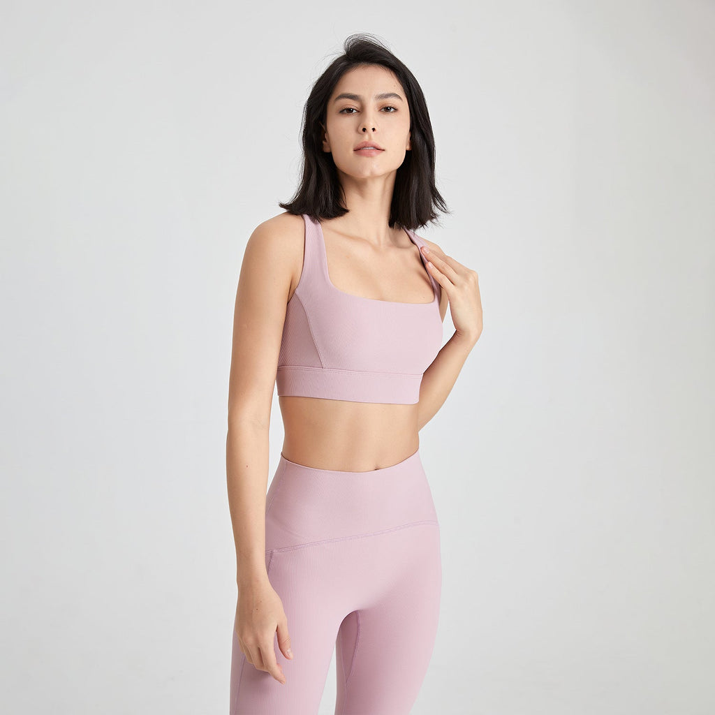 Cross Back U Neck Shockproof Sports Underwear Women Nude Feel Vest Push up Fitness Yoga Wear Bra