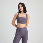 Cross Back U Neck Shockproof Sports Underwear Women Nude Feel Vest Push up Fitness Yoga Wear Bra
