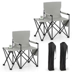 Oversized Camping Chair with Side Table and 2 Storage Pockets