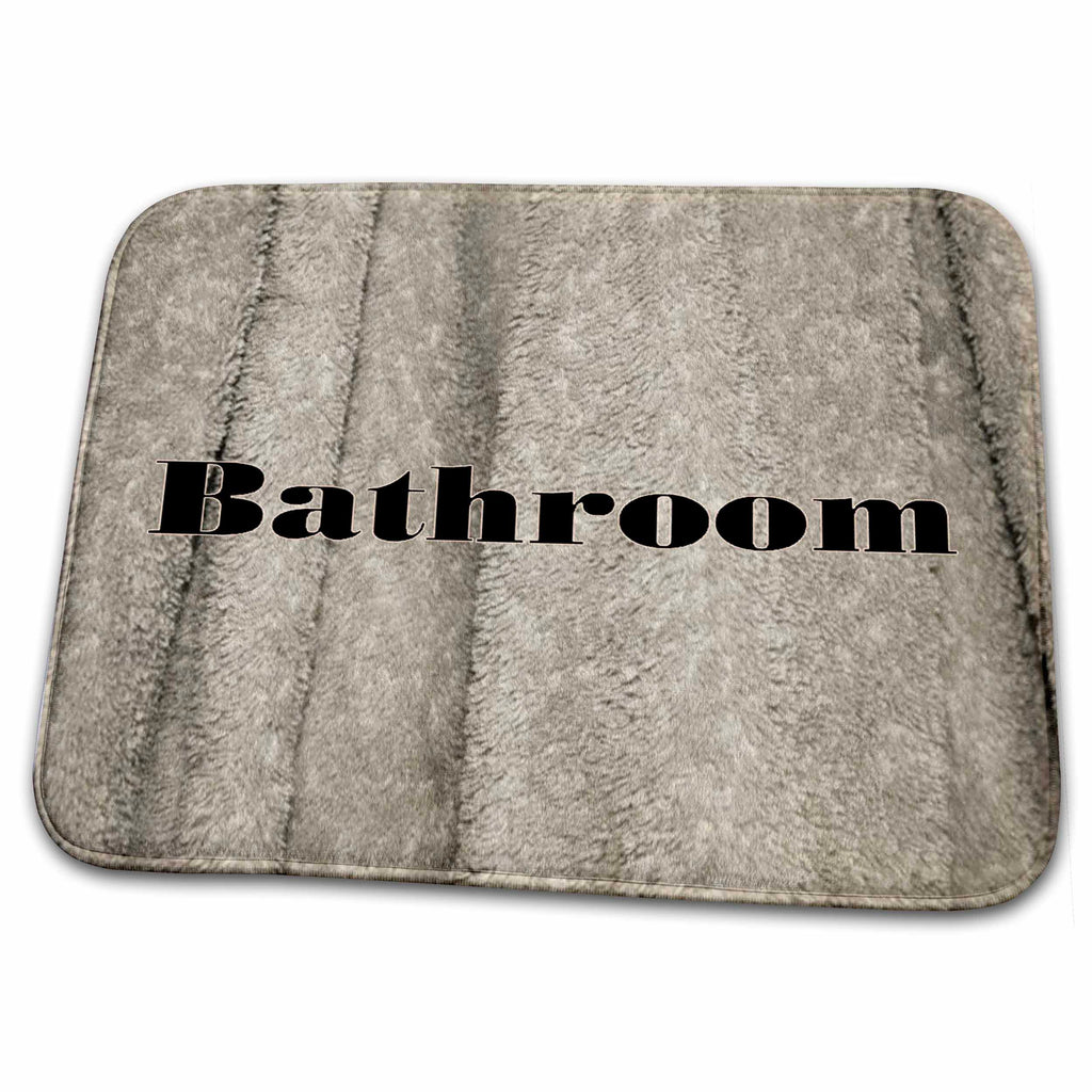 Dish Drying Mat - Print of Beige Bath Towel With Word Bathroom Designer Textures III