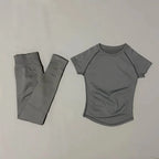 Women's Fitness Sport Crop Top & Yoga Leggings Set - Breathable Athletic Workout Clothing for Gym, Yoga, Running & Daily Exercis
