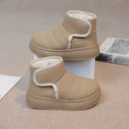 2025 Kids Winter Snow Boots Plush Fur Lined Non-Slip Leather Shoes for Boys And Girls Little Girl Outdoor Short Boots