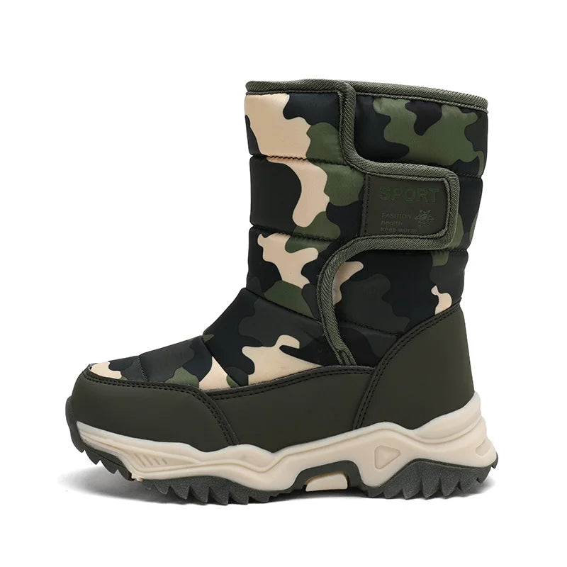 Kids Snow Boots Boys Warm Winter Shoes Outdoor Walking Sneakers Camouflage Comfortable Platform Plush Sports Boy Boots