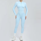 Padded Women Long Sleeve Sport Yoga Jumpsuit Workout Clothes for Women Sportwear Backless Zipper Fitness Gym Outfit