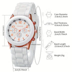 3/6PCS Women's Watches Casual Silicone Band Analog Quartz Watch Heart Pearls Jewelry Set(Without Box)