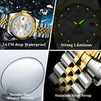 POEDAGAR Classic Luxury Men's Quartz Watches Stainless Steel Date Man Watch Waterproof Luminous Fashion Business Male Wristwatch