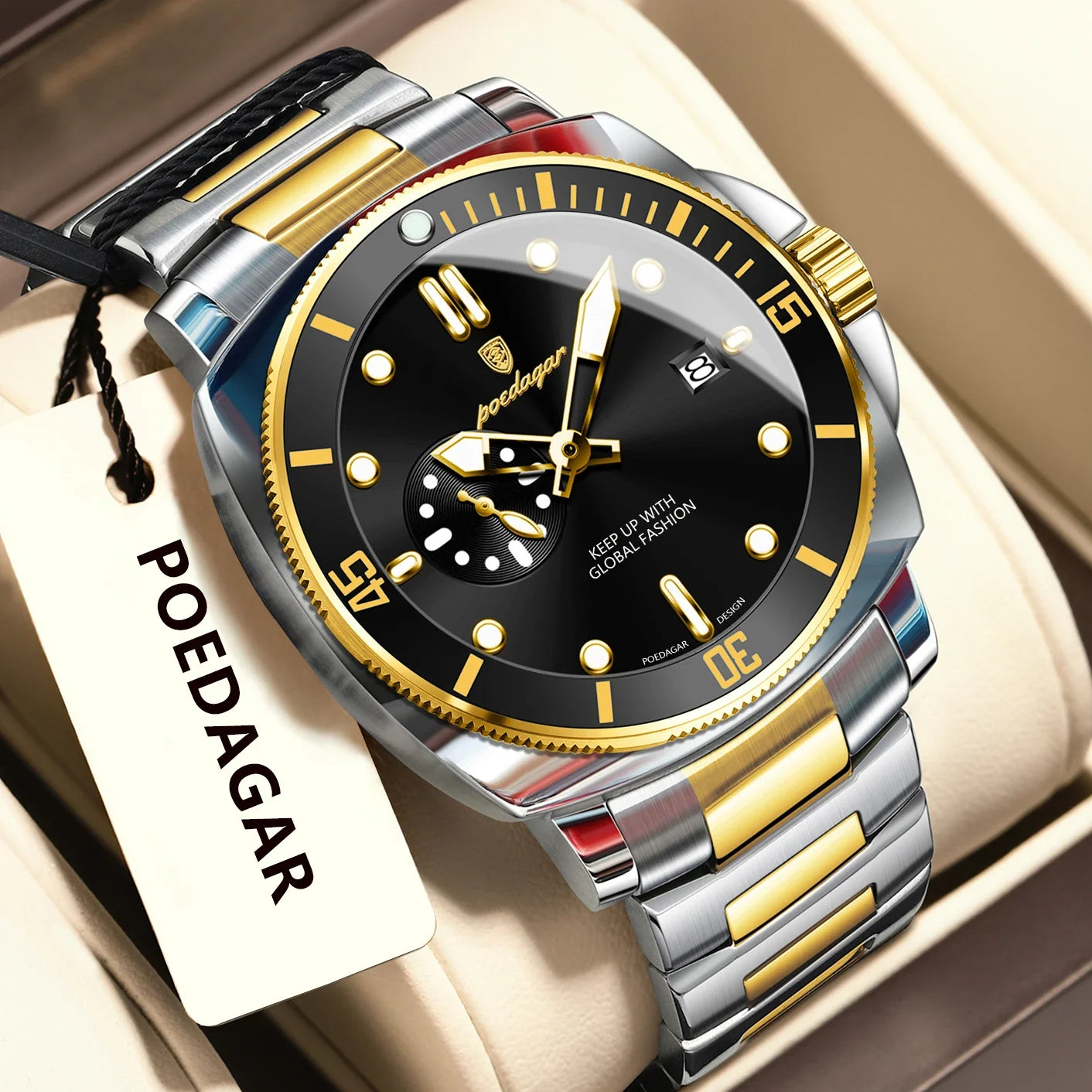 POEDAGAR Top Fashion Luxury Watch For Men Waterproof Luminous Date Men's Watches Stainless Steel Business Quartz Male Wristwatch