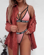 New Sexy Letter Three-Point Suit Women's Sports Underwear Set Sexy Skinny Backless Underwear Bikini