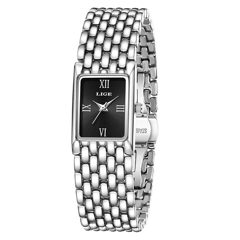 Women's Gold Rectangular Watch Stainless Steel Bracelet