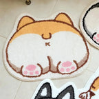 Cartoon Corgi Imitation Cashmere Bathroom Floor Coaster Cute Toilet Absorbent Dirty Resistant Foot Rug Toilet Slip Resistant Mat