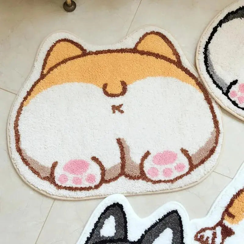 Cartoon Corgi Imitation Cashmere Bathroom Floor Coaster Cute Toilet Absorbent Dirty Resistant Foot Rug Toilet Slip Resistant Mat