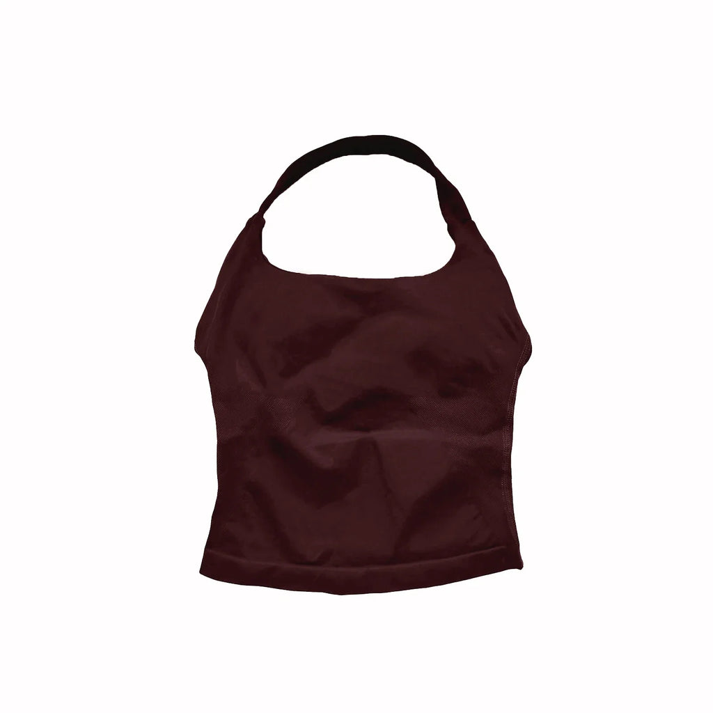 NCLAGEN Gym Halter Top Woman longline strappy tank Padded yoga clothing Fitness workout Running Activewear pilates clothes