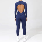 Padded Women Long Sleeve Sport Yoga Jumpsuit Workout Clothes for Women Sportwear Backless Zipper Fitness Gym Outfit