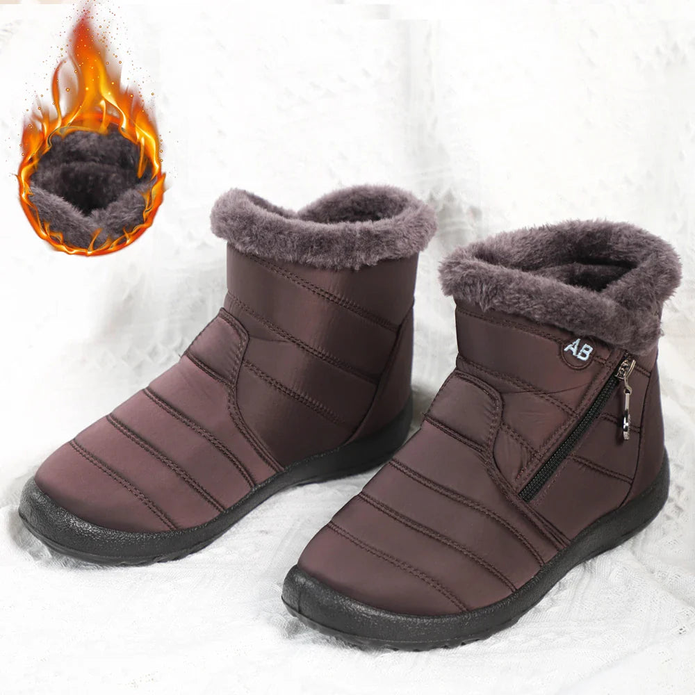 Winter Women Boots Waterproof Snow Boots Plus Size Casual Flat Women Casual Shoes Warm Fur Female Boots Antislip Cotton Shoes