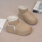 2025 Kids Winter Snow Boots Plush Fur Lined Non-Slip Leather Shoes for Boys And Girls Little Girl Outdoor Short Boots
