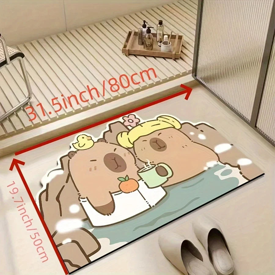VIKAMA Cute Cartoon Bear Carpet Kitchen Rug Doormat Welcome Mat Bathroom Mat Rug For Bedroom Carpet For Live Room Home Dec