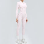 Padded Women Long Sleeve Sport Yoga Jumpsuit Workout Clothes for Women Sportwear Backless Zipper Fitness Gym Outfit