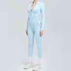 Padded Women Long Sleeve Sport Yoga Jumpsuit Workout Clothes for Women Sportwear Backless Zipper Fitness Gym Outfit