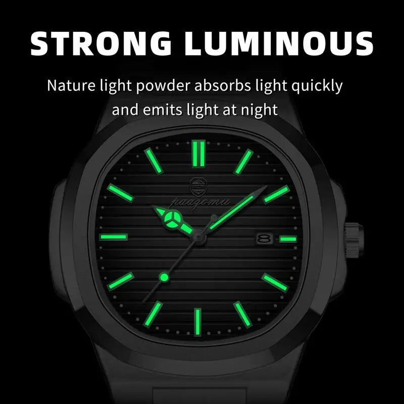 PAAZOMU Business Casual Quartz Wristwatch Men Waterproof Luminous Hands Classic Durable Strap Fashion Watch for Work Daily Life