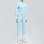 Padded Women Long Sleeve Sport Yoga Jumpsuit Workout Clothes for Women Sportwear Backless Zipper Fitness Gym Outfit