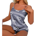 New Women's Pajama Set Short Sleeveless Loungewear Heart Printing Comfort Home Wear Sleepwear Cotton Casual  Sexy Sleepwear