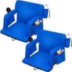 2 Pcs Portable Reclining Stadium Seat Chair with Padded Backrest & Adjustable Armrests for Bleachers,Games,Outdoor Camping