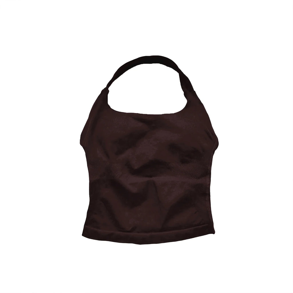 NCLAGEN Gym Halter Top Woman longline strappy tank Padded yoga clothing Fitness workout Running Activewear pilates clothes