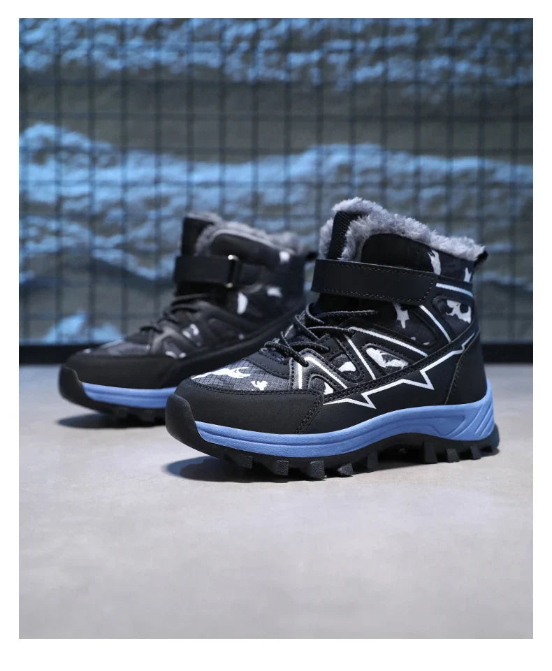 Kids Boots Winter Warm Waterproof Snow Boots for Children Casual Outdoor Sneakers Winter Plush Lining High-top Sports Shoes