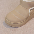 2025 Kids Winter Snow Boots Plush Fur Lined Non-Slip Leather Shoes for Boys And Girls Little Girl Outdoor Short Boots