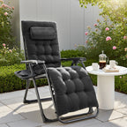 JHK Zero Gravity Set of 2 Portable Recliner Camping Patio Outdoor Garden Lounge Chair with Cup Holder Trays Adjustable Pillow