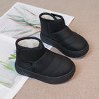 2025 Kids Winter Snow Boots Plush Fur Lined Non-Slip Leather Shoes for Boys And Girls Little Girl Outdoor Short Boots