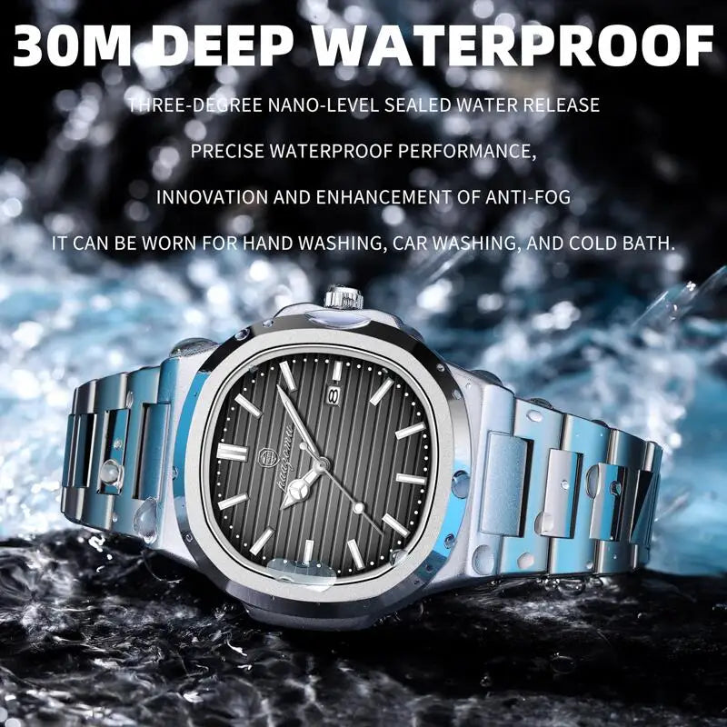 PAAZOMU Business Casual Quartz Wristwatch Men Waterproof Luminous Hands Classic Durable Strap Fashion Watch for Work Daily Life