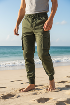 New Cotton Men’s Cargo Pants in Khaki, Black, Army, and Light Gray. Casual Tactical Joggers with Multi-Pockets for Fashion and Work Wear.