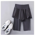 DRUR Yoga Shorts Women Summer Five-Quarter Athletic Shorts Elastic Waist Running Workout Short Leggings For Ladies Sport Shorts