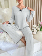 Flannel Warm Sleepwear Women Casual Pajamas Set Long Sleeve T-shirt Top and Trousers Set Homewear Autumn Winter Loungewear