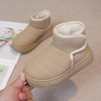 2025 Kids Winter Snow Boots Plush Fur Lined Non-Slip Leather Shoes for Boys And Girls Little Girl Outdoor Short Boots
