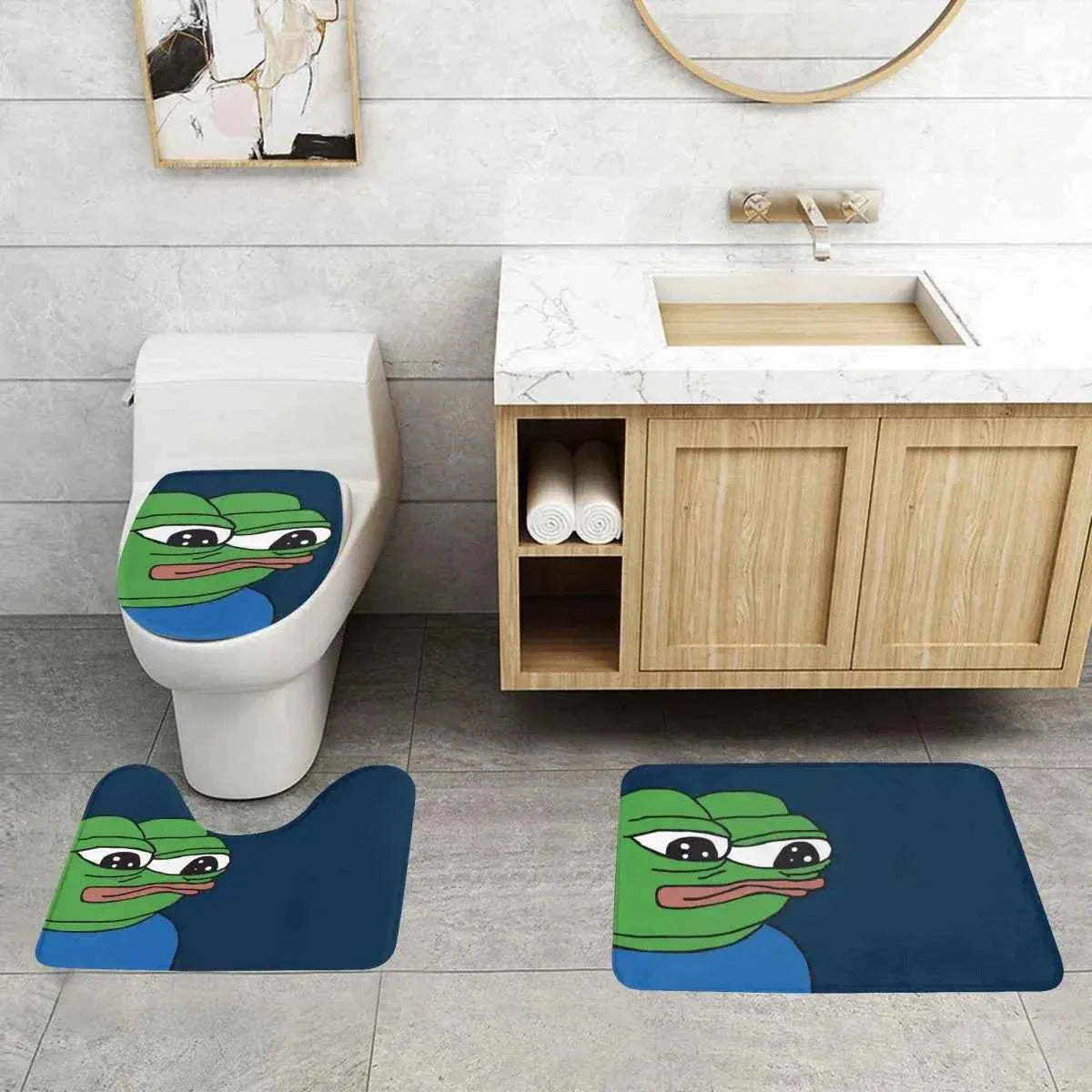 Pepe The Frog Apu Apustaja 3 Pcs Bath Mat Bathroom Set