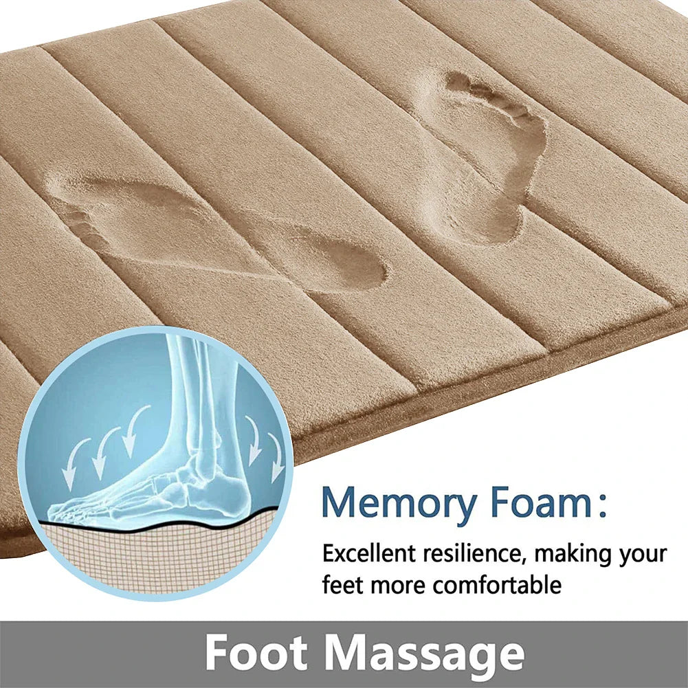Super Absorbent Memory Foam Bath Mat – Non-Slip Bathroom Rug