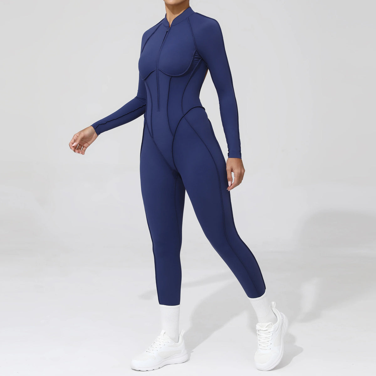 Padded Women Long Sleeve Sport Yoga Jumpsuit Workout Clothes for Women Sportwear Backless Zipper Fitness Gym Outfit