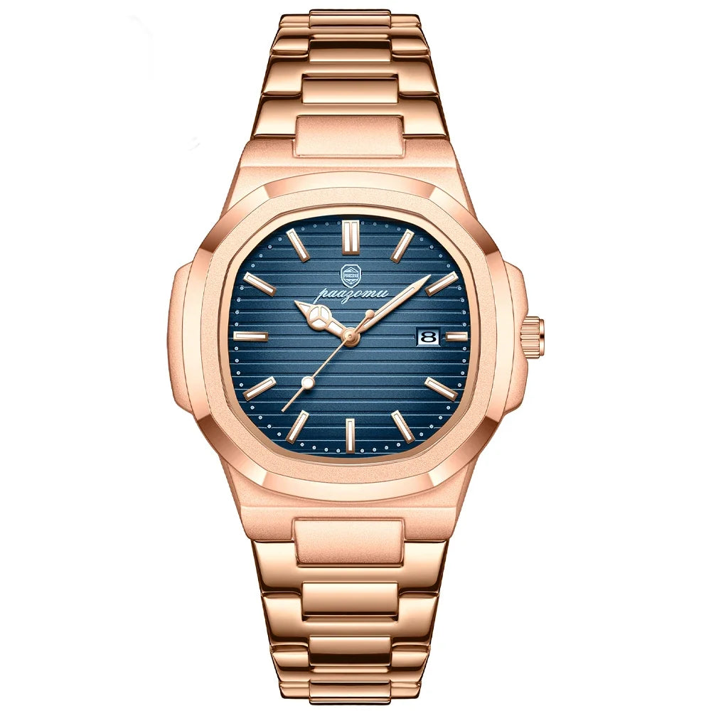 PAAZOMU Business Casual Quartz Wristwatch Men Waterproof Luminous Hands Classic Durable Strap Fashion Watch for Work Daily Life