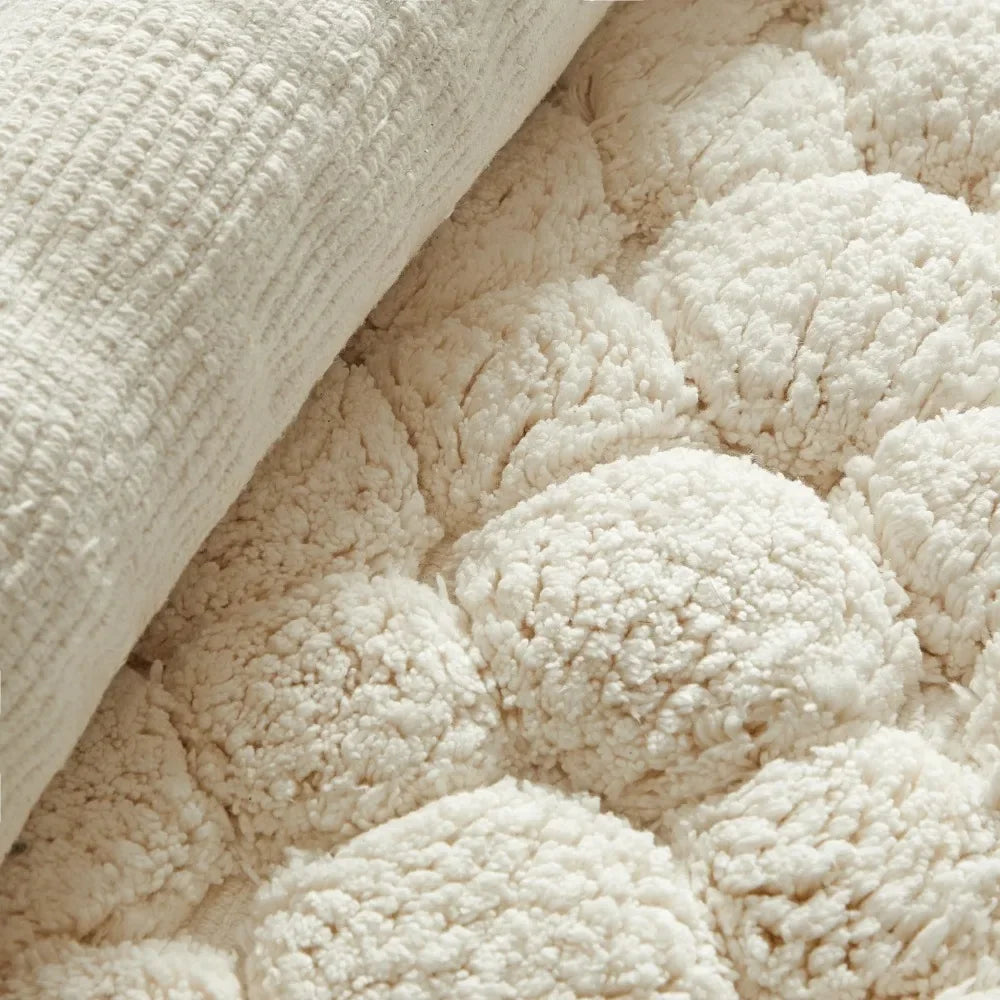 Ivory 2-Piece Cotton Bath Rug Set – 40x60cm&50x80cm Machine Washable Mats for Bathroom, Tub & Shower