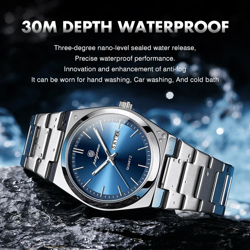 PAAZOMU Luxury Sport Quartz Man Wristwatch Waterproof Luminous Date Week Men Watches Stainless Steel Men's Watch Male Reloj+box