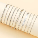 11Pcs/Set Boho Twisted Flat Snake Chain Anklet for Women Summer Beach Vintage Barefoot Ankle Bracelet On Leg Jewelry Accessories