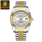 POEDAGAR Classic Luxury Men's Quartz Watches Stainless Steel Date Man Watch Waterproof Luminous Fashion Business Male Wristwatch