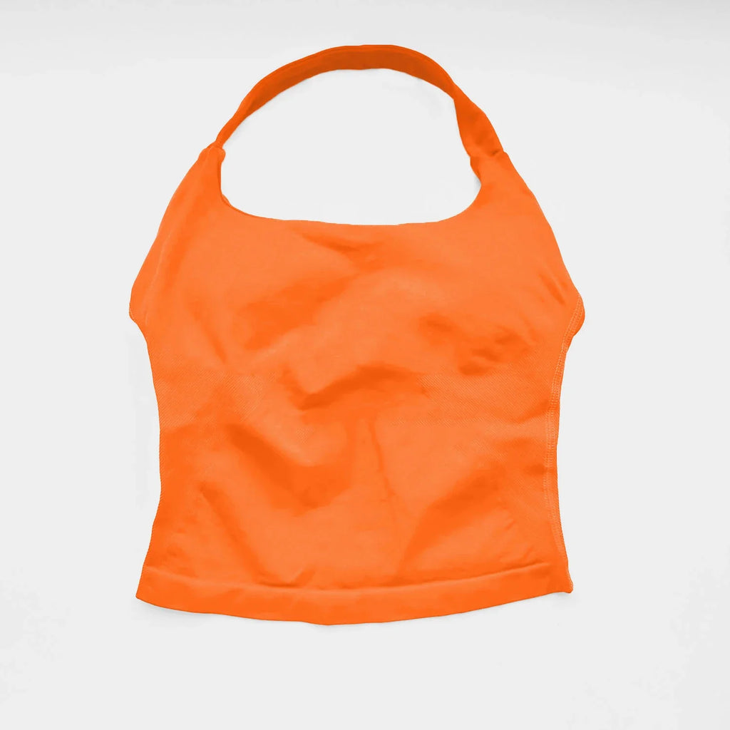 NCLAGEN Gym Halter Top Woman longline strappy tank Padded yoga clothing Fitness workout Running Activewear pilates clothes
