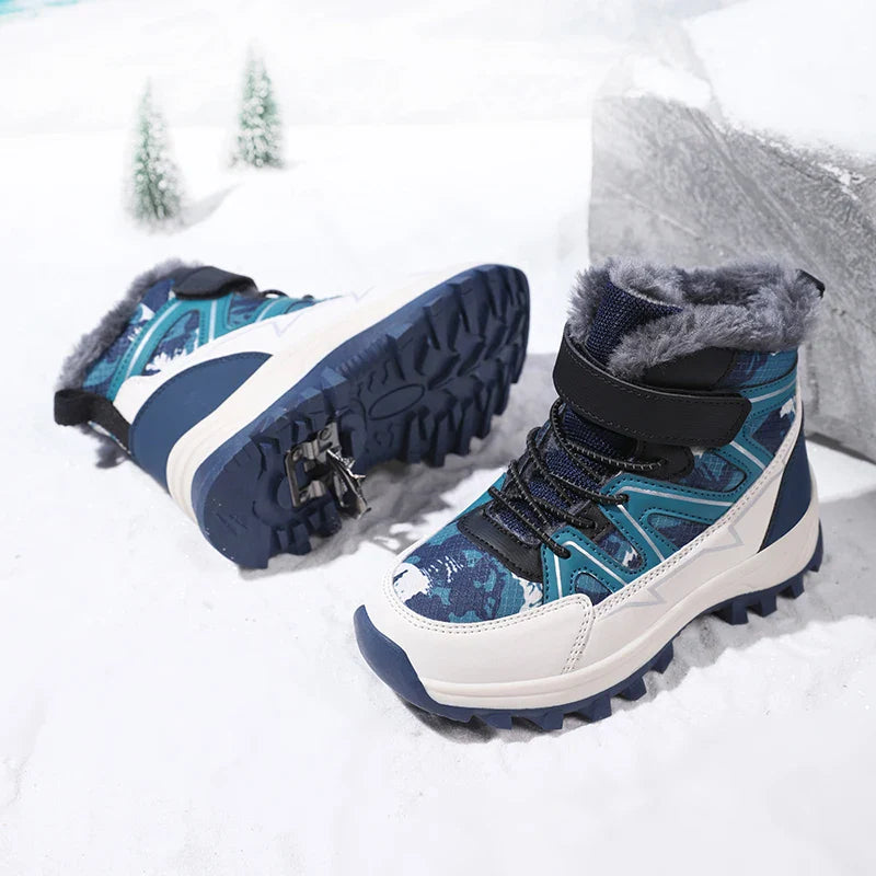 Kids Boots Winter Warm Waterproof Snow Boots for Children Casual Outdoor Sneakers Winter Plush Lining High-top Sports Shoes