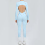 Padded Women Long Sleeve Sport Yoga Jumpsuit Workout Clothes for Women Sportwear Backless Zipper Fitness Gym Outfit